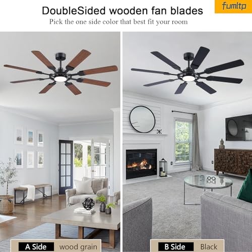 62 Inch Large Ceiling Fans with Lights and Remote Control, 8 Double-Sided Blades gallery