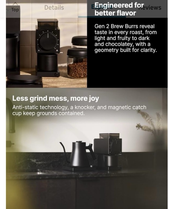 Gen 2 Ode Brew Grinder - Burr, Electric Coffee Bean Grinder with Matte Black gallery