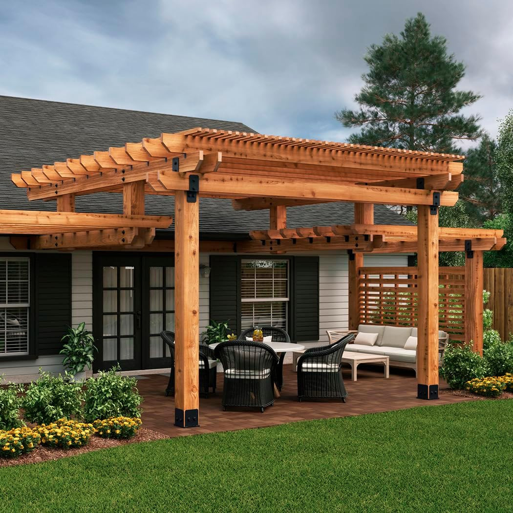 Ozco Ironwood 8X8 Post Base Kit, Includes 1 Post Base Plate, 4 Decorative Plates gallery