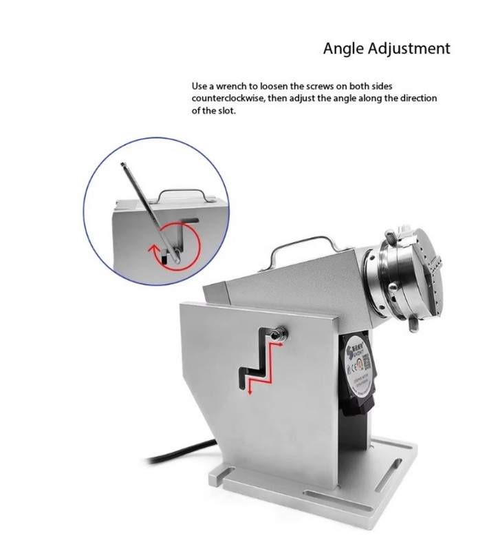 E69-Quick-Change Chuck Rotary Axis Laser Marking Machine Rotary Fixture gallery