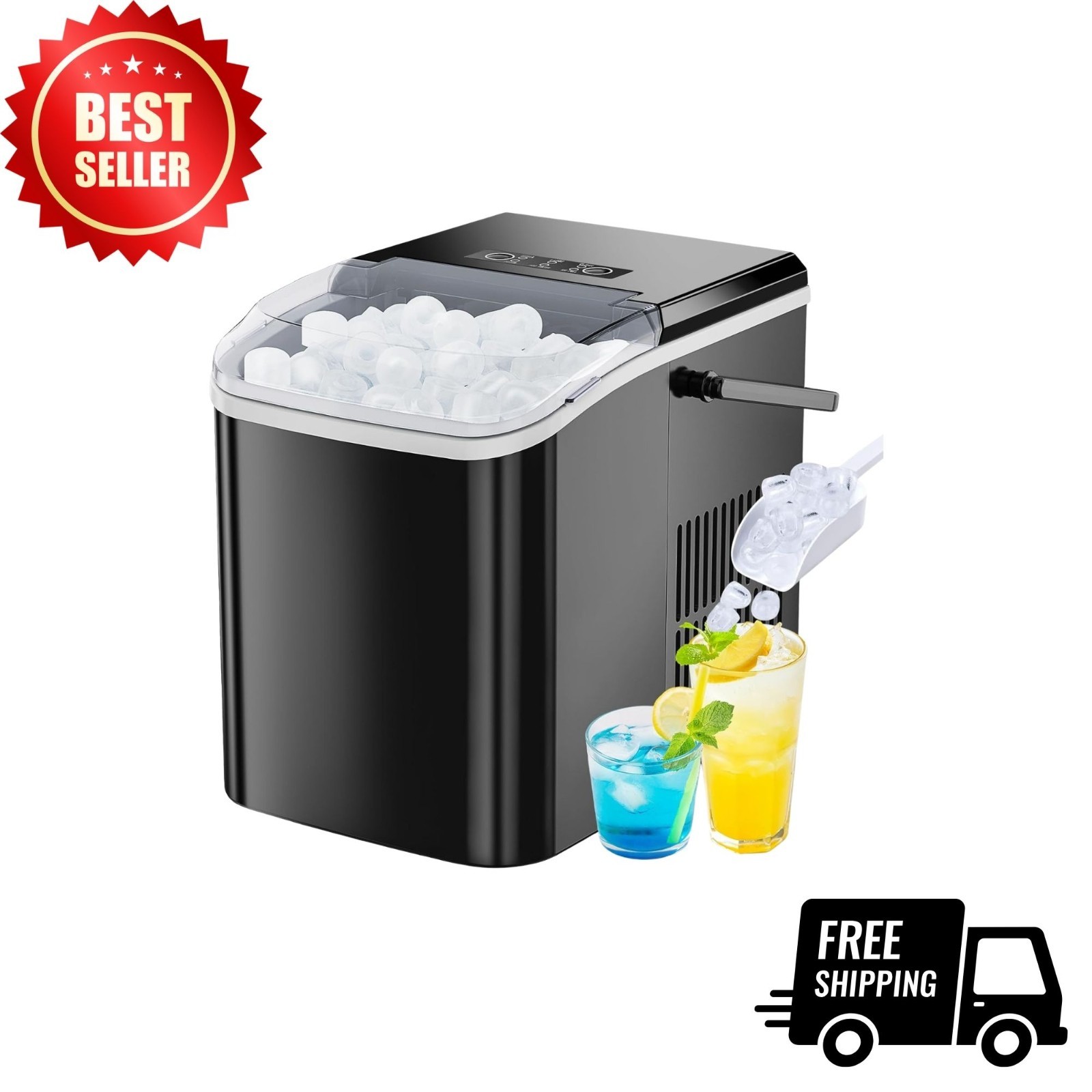 NEW Countertop Ice Maker 26lbs/24H Portable 9-Cube Quick Self-Cleaning Black gallery