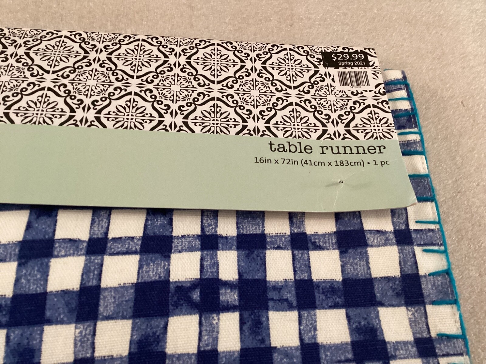 TABLE RUNNER BLUE PLAID 16IN X 72IN gallery