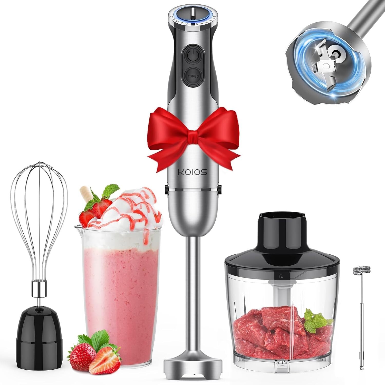 KOIOS Immersion Hand Blender 5-in-1 Stainless Steel Hand Blender Copper Stick gallery