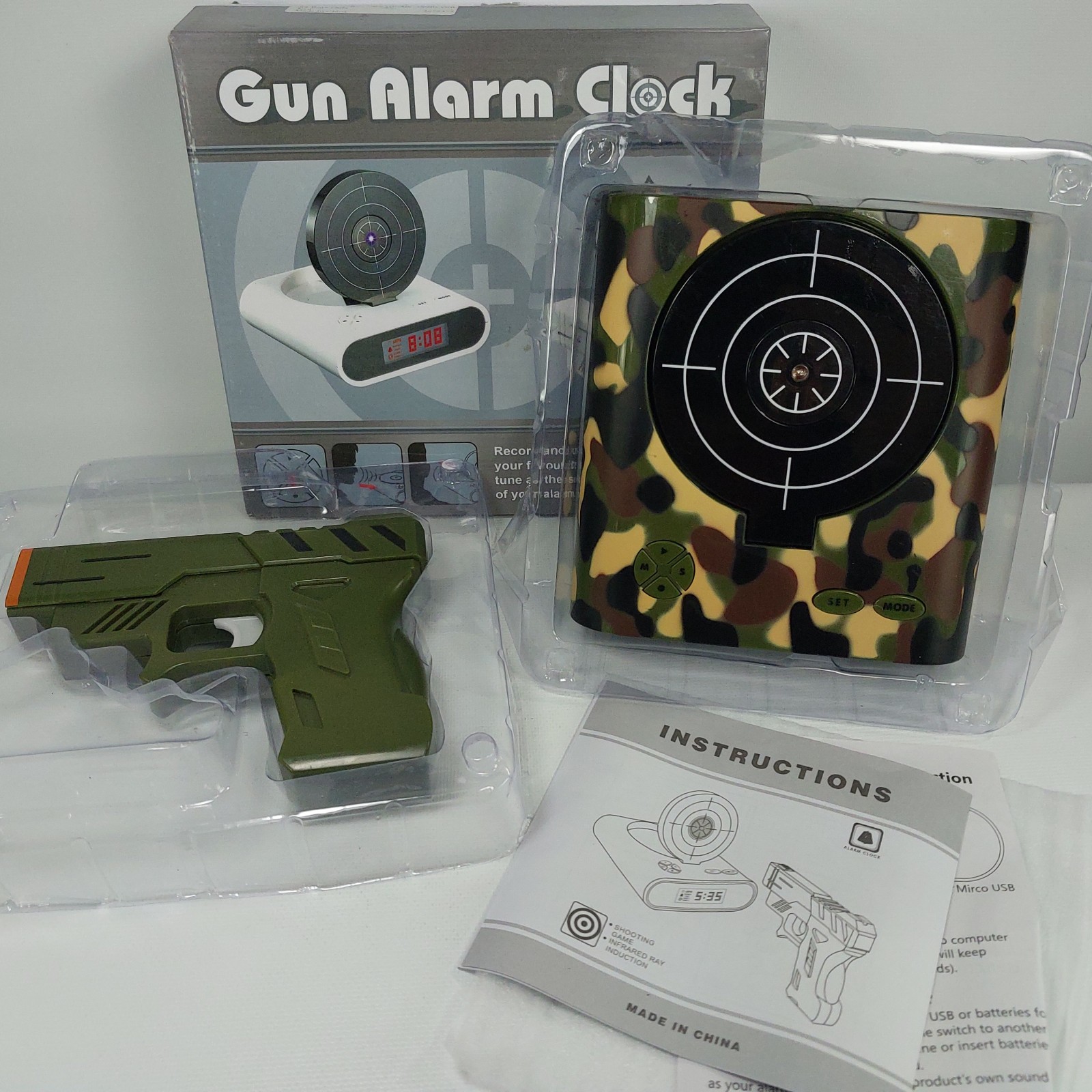 Gun Target Alarm Clock Camouflage BF1821 Shooting Game For Parts Read Below gallery