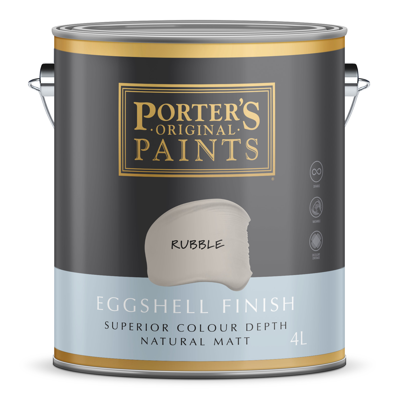 Porter's 4L Rubble Eggshell Finish Broadwall Washable Paint - 4L gallery