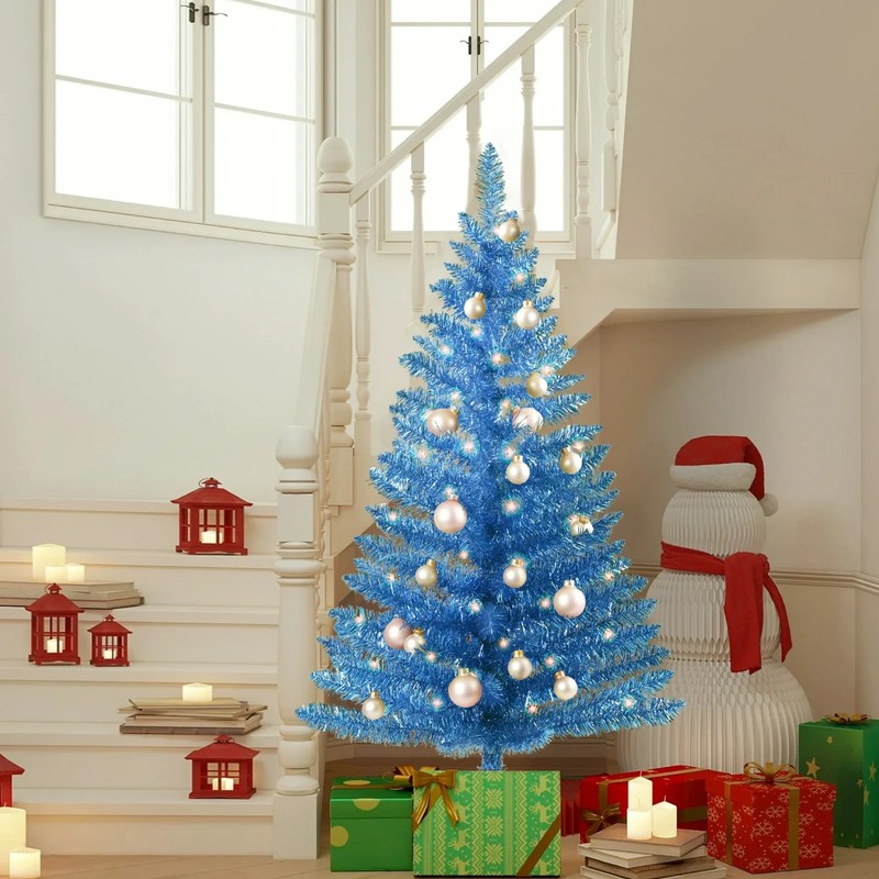 4ft Lighted Artificial Blue Christmas Tree Small Tabletop Xmas Tree w/50 Light gallery
