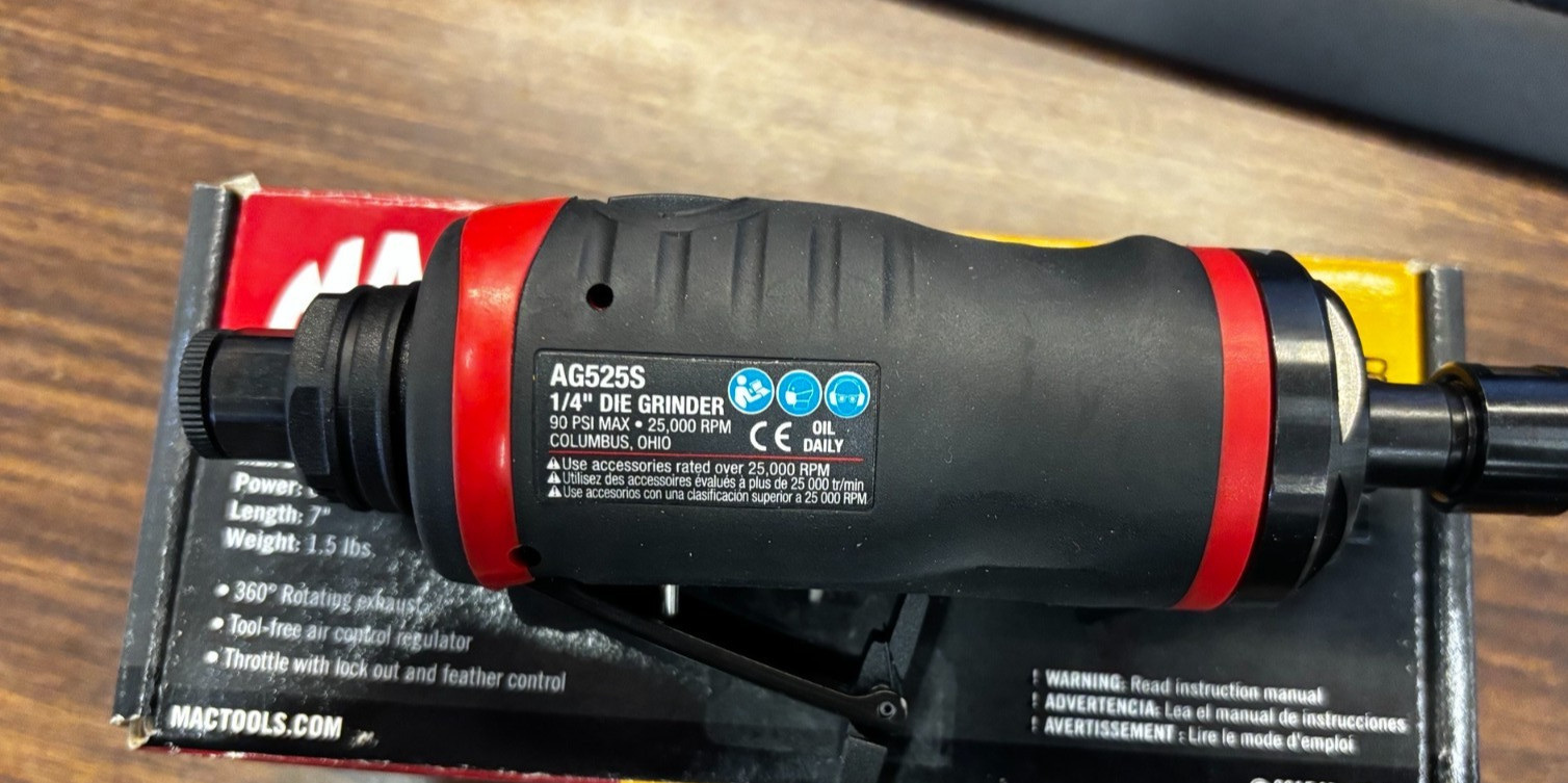 New Mac Tools AG525S 1/4" Collet Medium Die Grinder , 25,000 RPM@90 PSI gallery