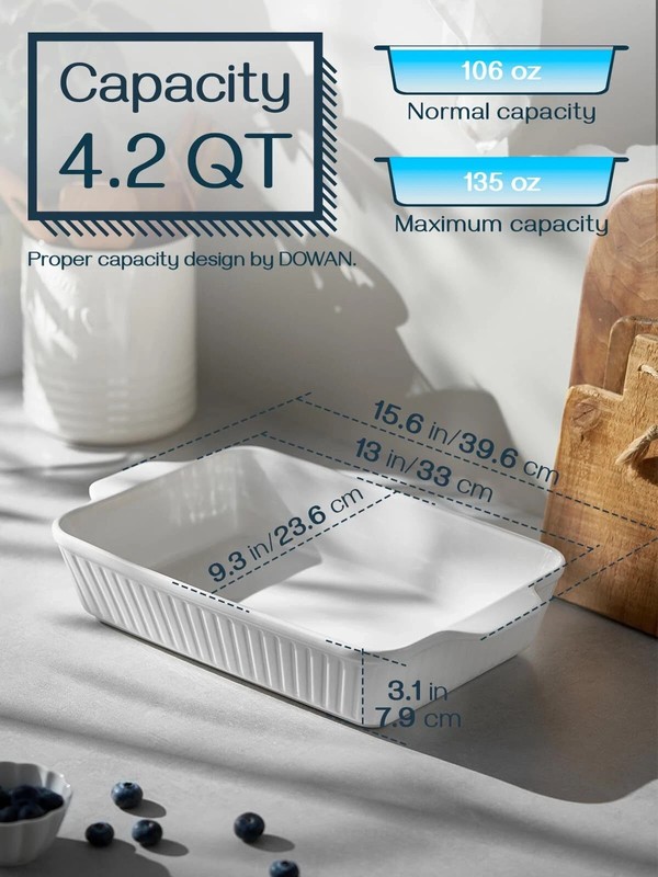 Casserole Dish 9x13 Ceramic Baking Large Lasagna Pan Deep for Oven 4.2 Quarts gallery