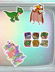 Land Before Time Retro Cartoon 4pc Sticker Pack