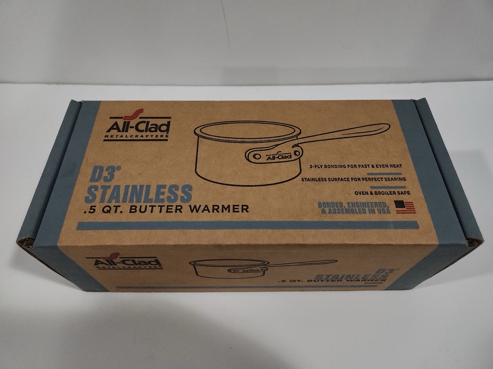 All Clad Authentic D3 3 Ply Stainless Steel Butter Warmer 0.5 Qt gallery