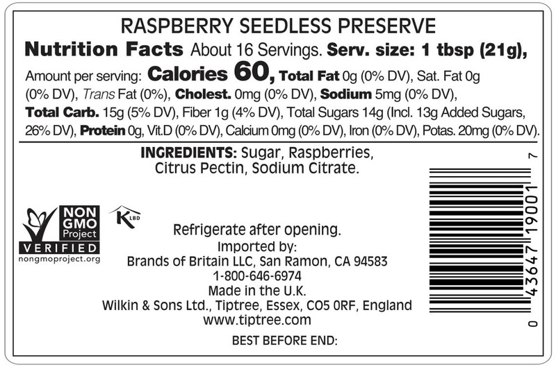 Raspberry Seedless Preserve Jam 12 oz Jar Gluten Free Vegan Easy Spread gallery