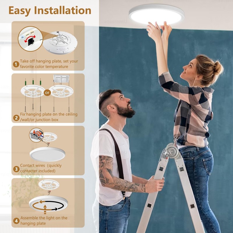 15.8 Inch 6PK LED Flush Mount Ceiling Light, 32W, 3480LM, 3000K/4000K/6000K C... gallery