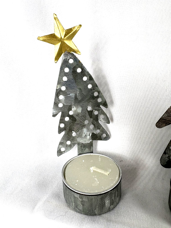 Mud Pie Tin Tree Shape Tealight Holders Set of 6 Primitive gallery