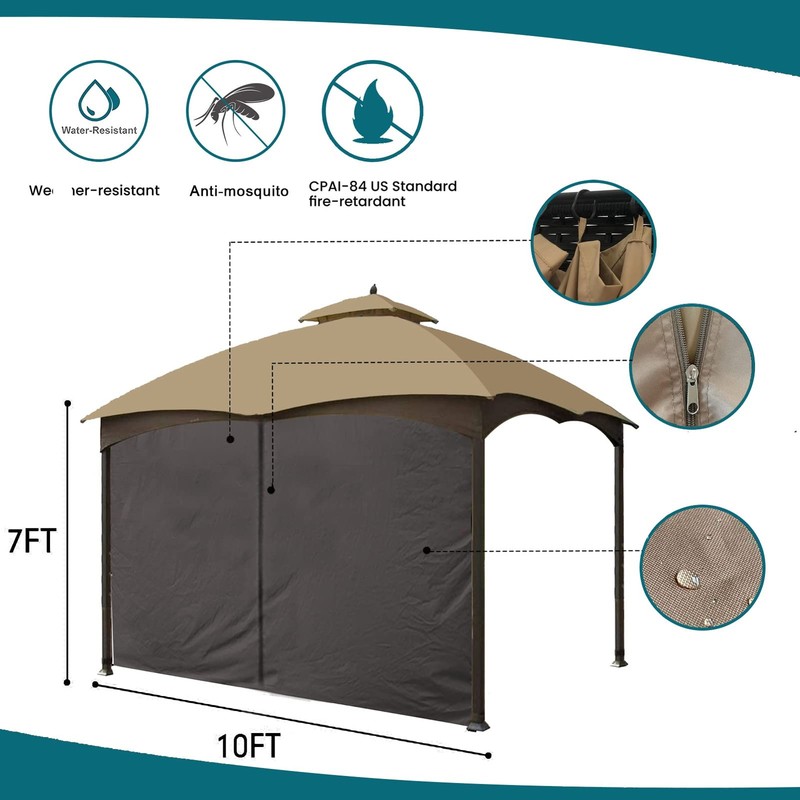 Gazebo Universal Replacement Privacy Curtain - Wonwon 10x10, Brown gallery