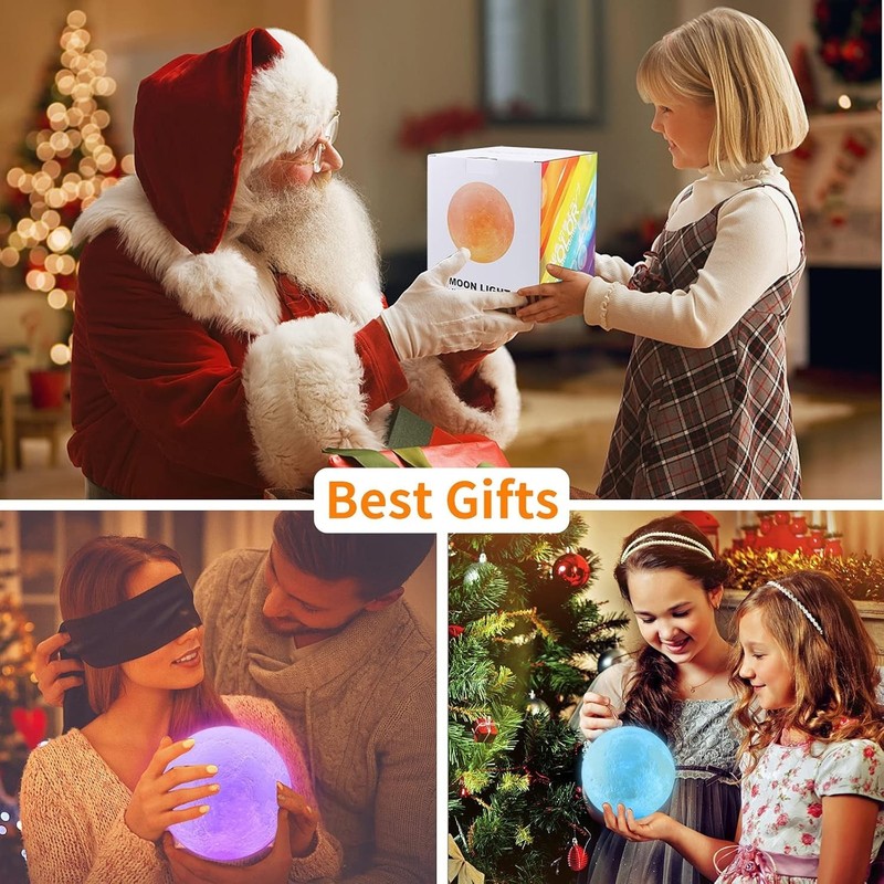 3D Moon Night Lamp Planet Light Remote & Touch Control 16Colors with Stand US gallery