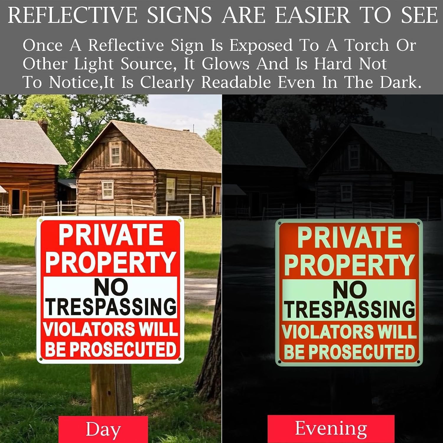 4 Pack Large No Trespassing Signs Private Property, 8x12 Inch Rust Free Aluminum gallery