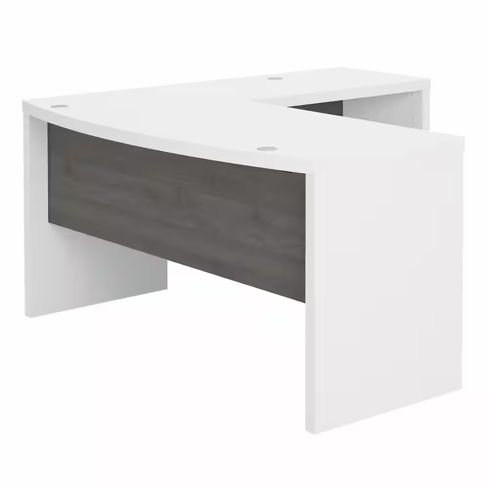 Echo 60 In. Bow Front L-Shaped Pure White/Modern Gray Desk gallery