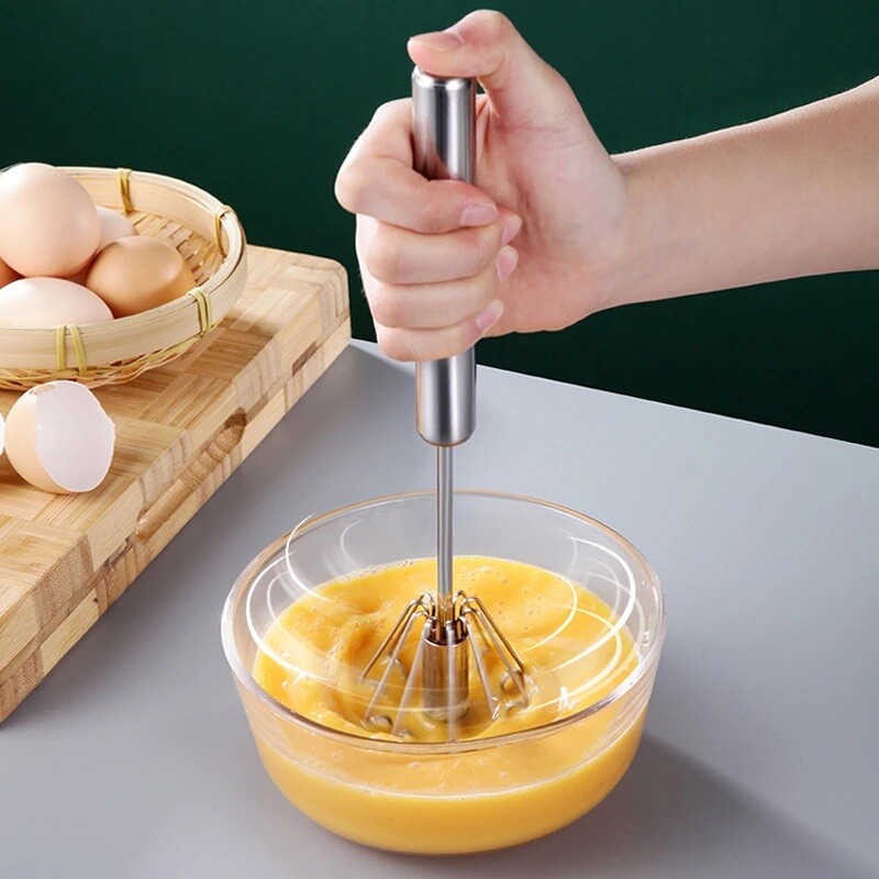 Semi-Automatic Egg Whisk Hand Push Egg Beater Stainless Steel Blender Mixer Whis gallery
