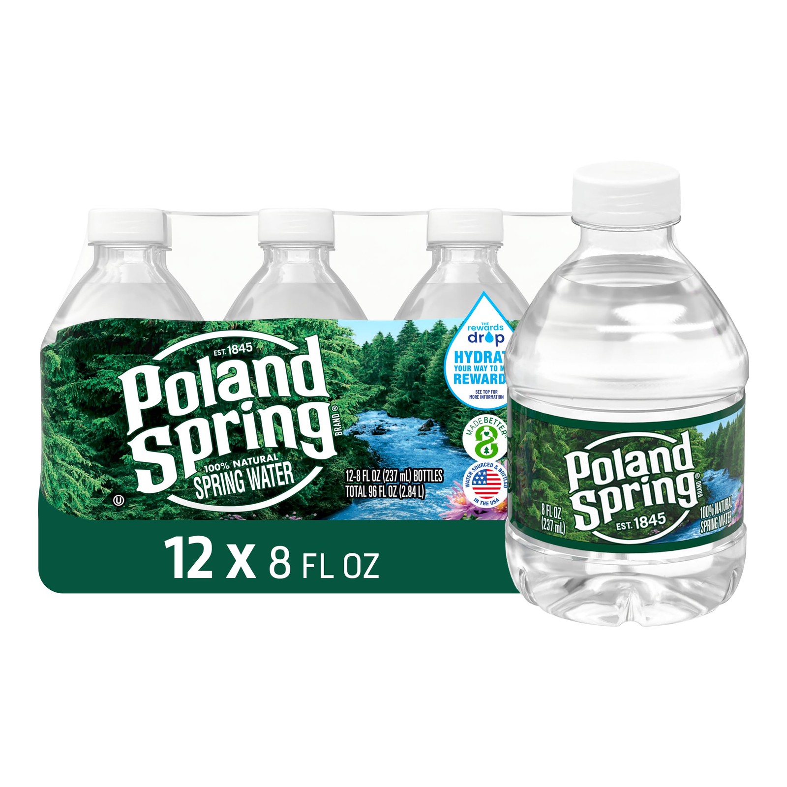 Poland Spring Half Pint Natural Spring Water, 8 Fl Oz (Pack of 48) gallery