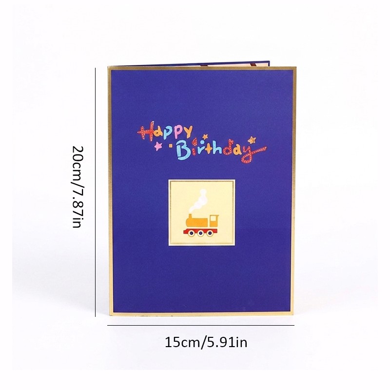 3D Pop Up Train Birthday Greeting Card with Note Card & Envelope gallery