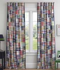 2 Pottery Barn Kids Madras Patchwork Plaid Curtain Panels 44×96 Lined