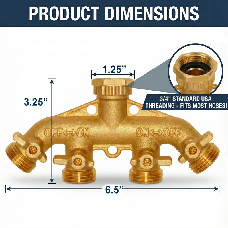 Morvat Heavy Duty Hexagonal Brass 4 Way Garden Hose Y Splitter with Mount Kit gallery