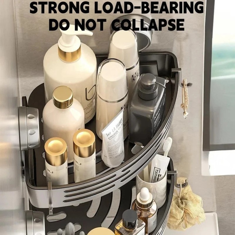 No Drill 3-Tier Corner Shower Caddy, Strong Suction Cup Shelf with Towel Bar & H gallery
