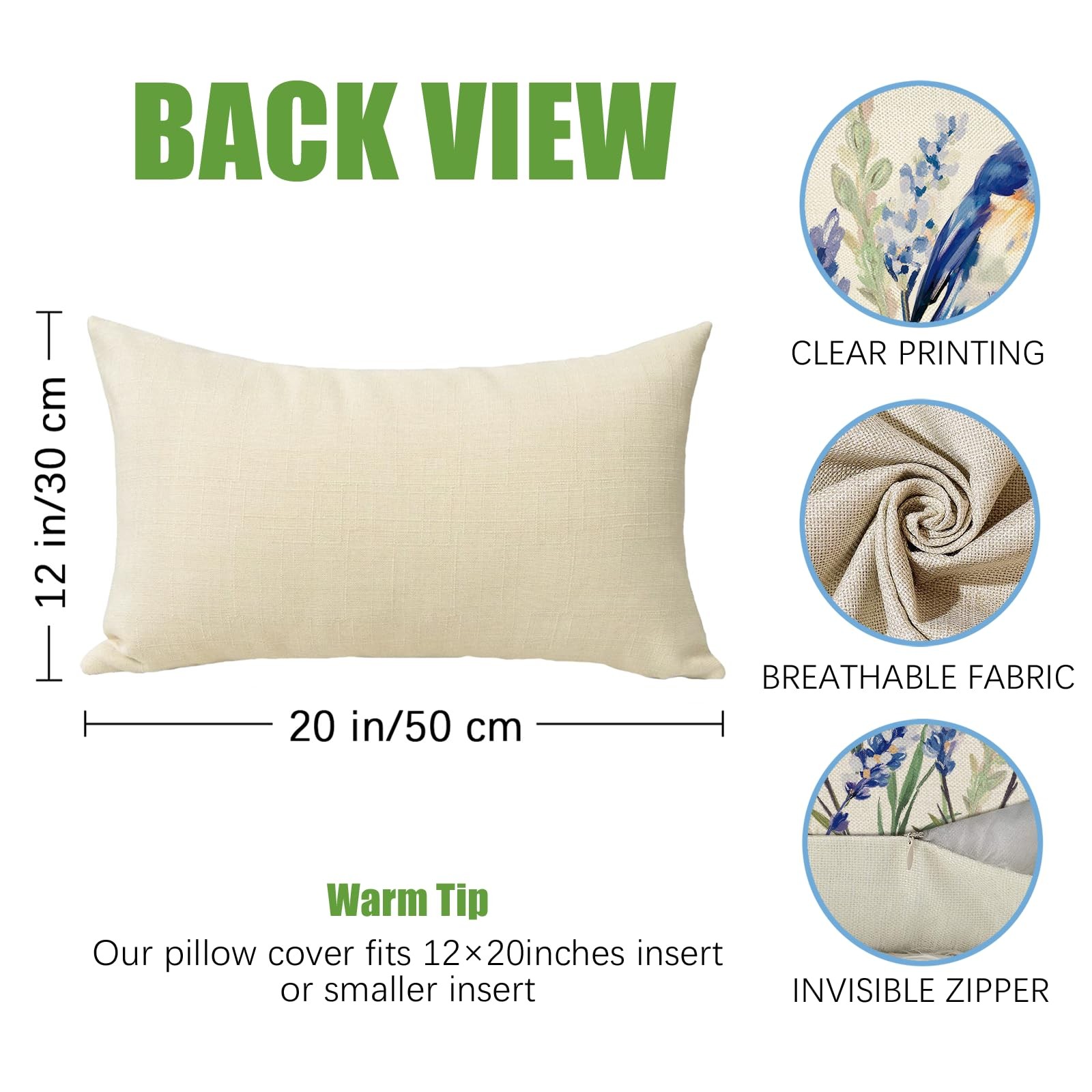 Spring Summer Bluebirds Lumbar Decorative Rectangle Pillow Cover 12 x 20, Wat... gallery