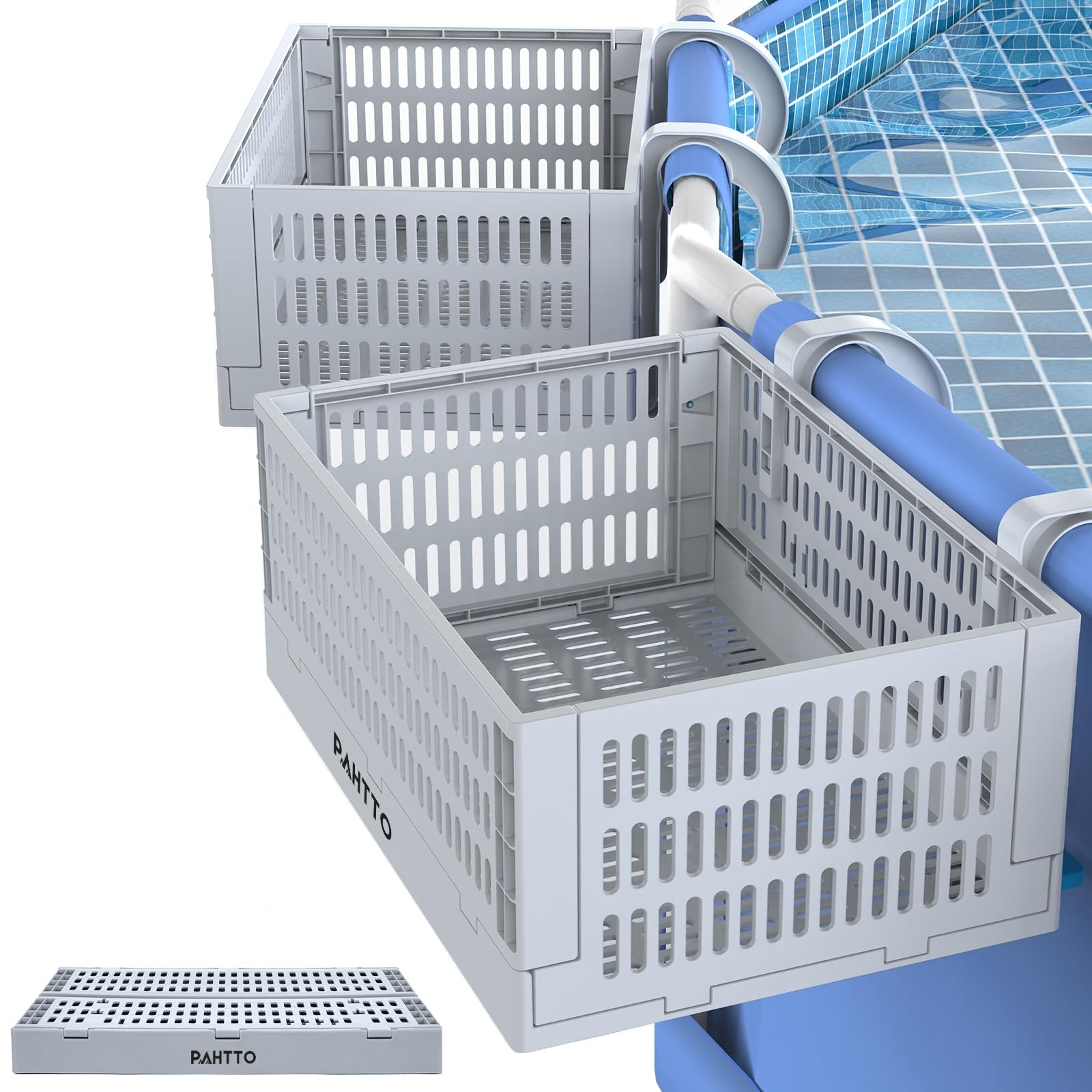 Pahtto Xl Poolside Storage Basket 2Pcs Foldable Above Ground Pool Storage gallery