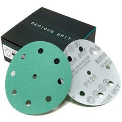 5-Inch 120 Grit Heavy-Duty Hook & Loop Sanding Discs – 9 Holes for Wood/Metal