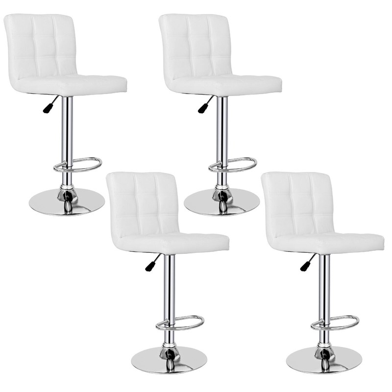 Set of 4 Adjustable Bar Stools Swivel Counter Height Dining Chairs w/ Back White gallery