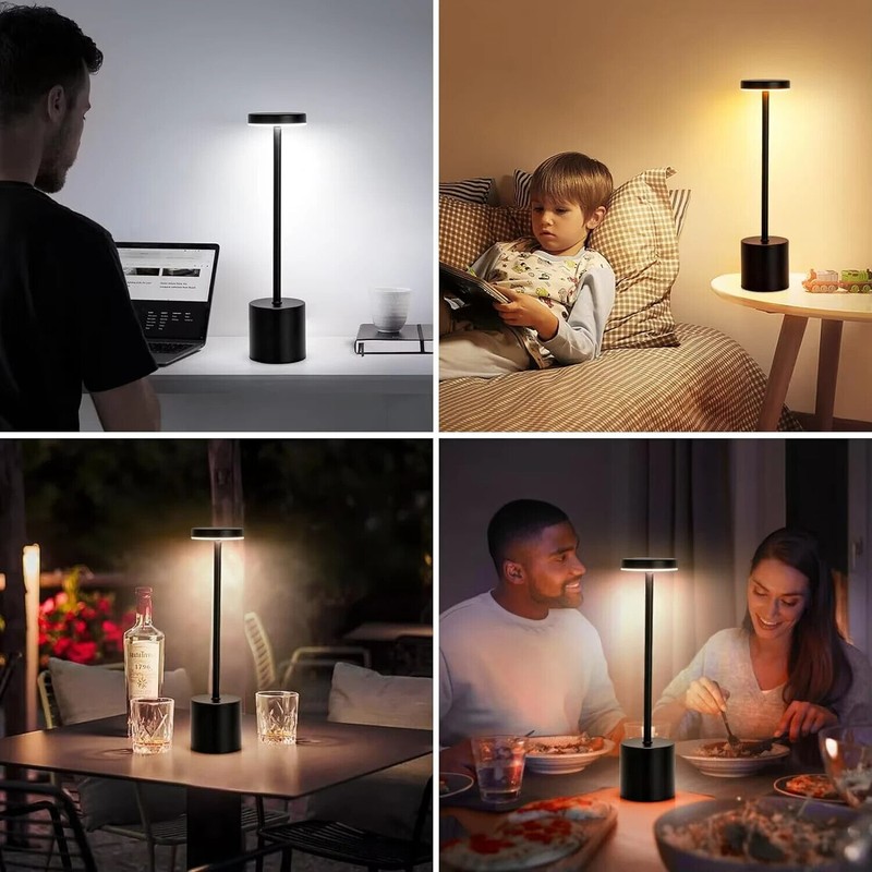 LED Table Lamp Dimmable Cordless Touch Desk Lamp Rechargeable Vintage Light US gallery