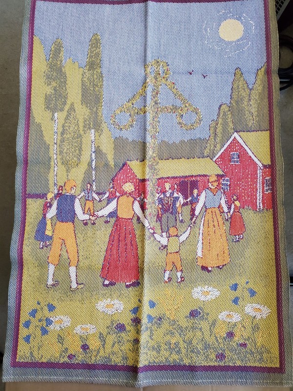 Swedish Ekelund MidSommar dancing around maypole towel / wall hanging md Sweden gallery