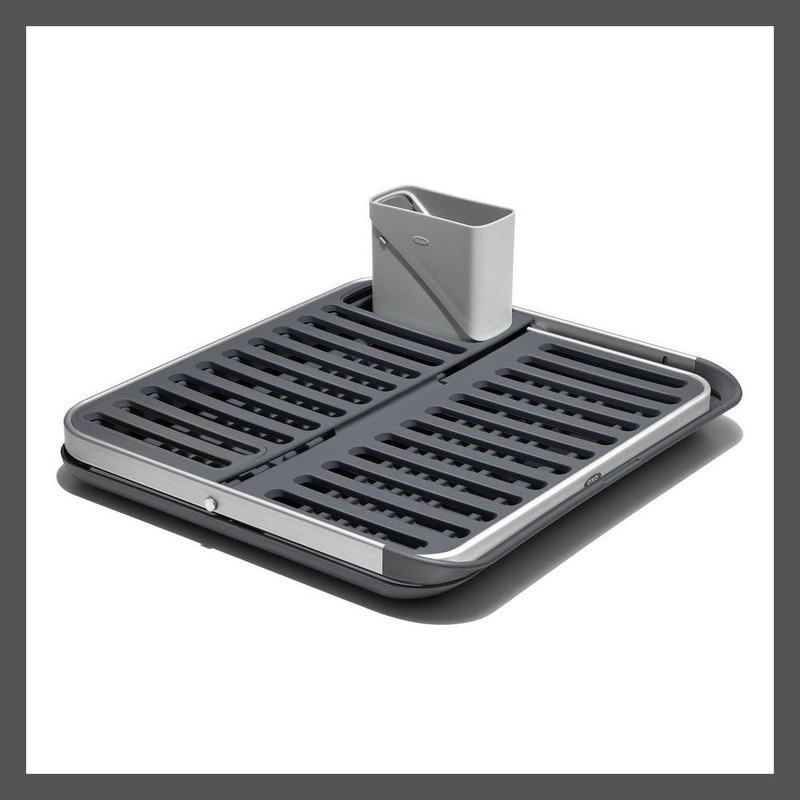 OXO Aluminum Dish Rack Foldable Compact Folding Freestanding Rustproof gallery