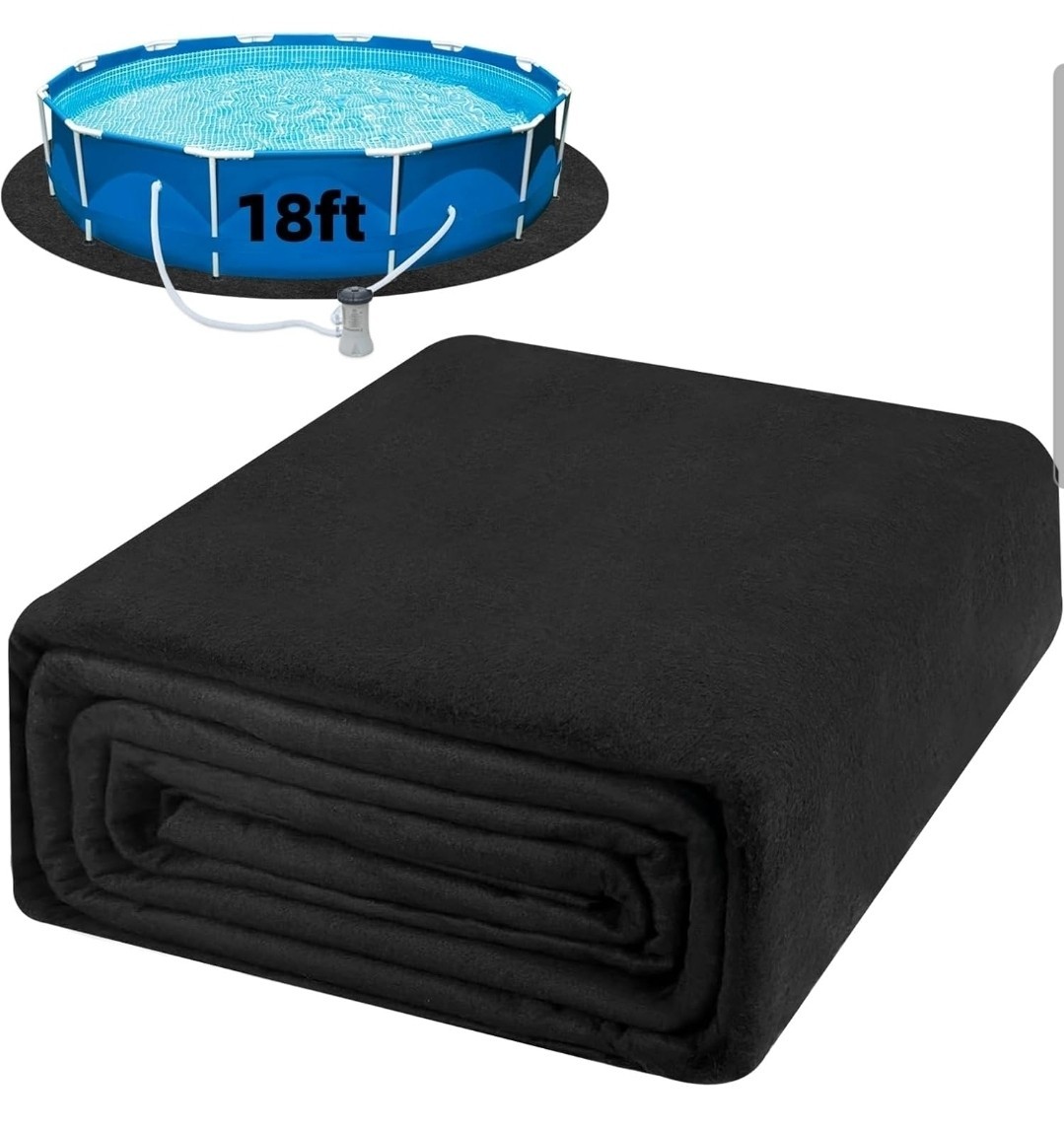 18 ft Round Pool Liner Pad for Above Ground Pools, Black, MPN 18FT gallery