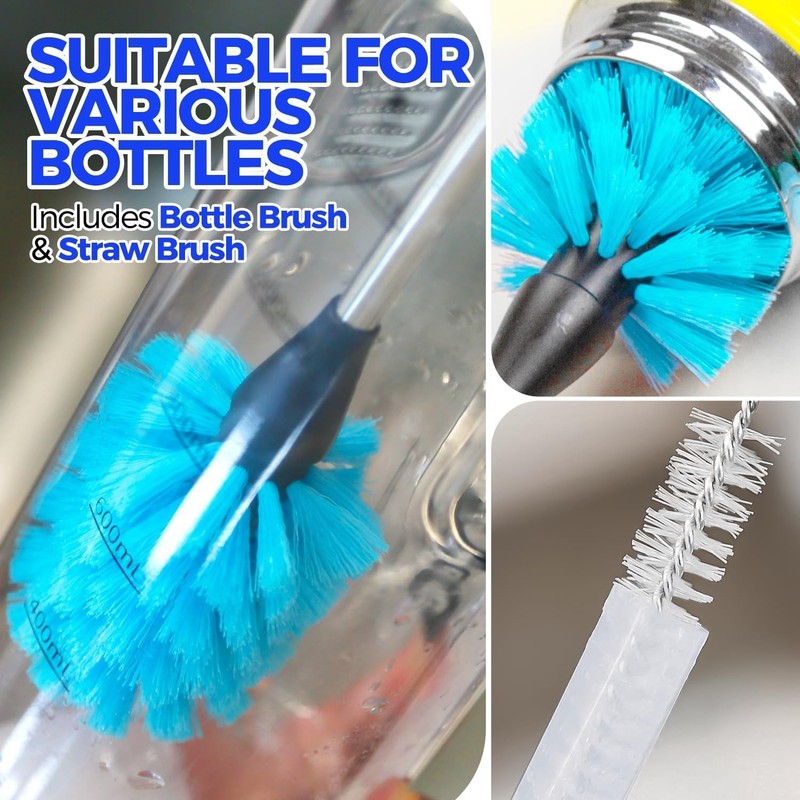 Bottle Brush Cleaner Set 14" Long Handle Stainless Steel Bottle Cleaner 5 Pack gallery