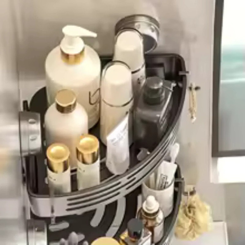 No Drill 3-Tier Corner Shower Caddy, Strong Suction Cup Shelf with Towel Bar & H gallery