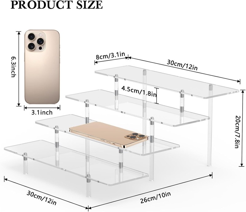 Acrylic Display Riser Stand Shelf Clear 4 Tier Cupcake Stand Perfume Display gallery