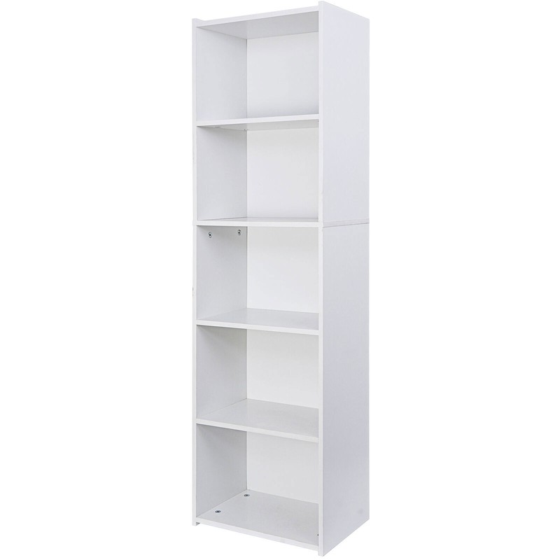 5 Tier Reversible Open Shelf Bookcase Bookshelf Modern White Corner Bookcase gallery