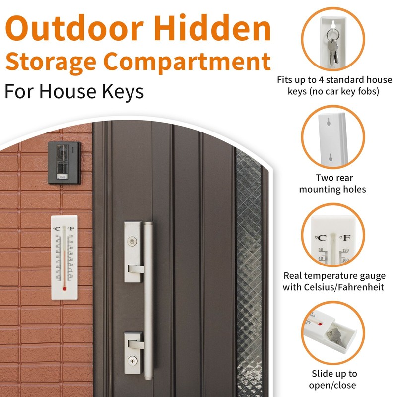 WYZworks 2pk Thermometer Hide a Key Holder House Car Stash Outdoor Temperature gallery