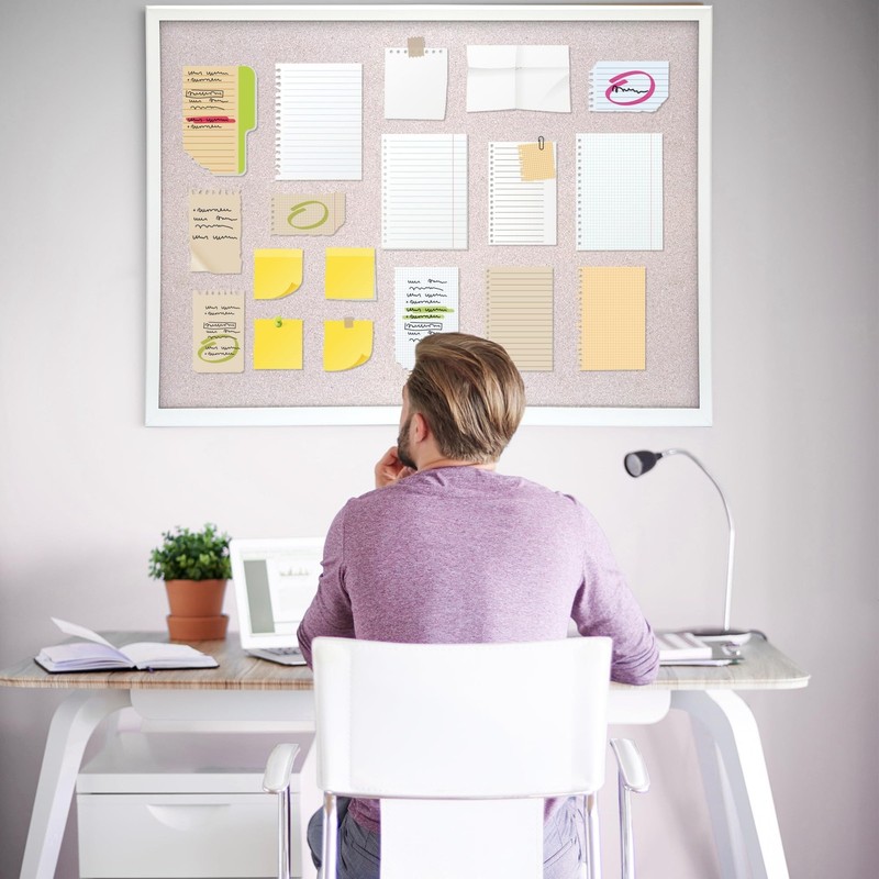 ORIENTOOLS Vision Board, 30" x 40" Pin Board, White Cork Board Bulletin Board... gallery