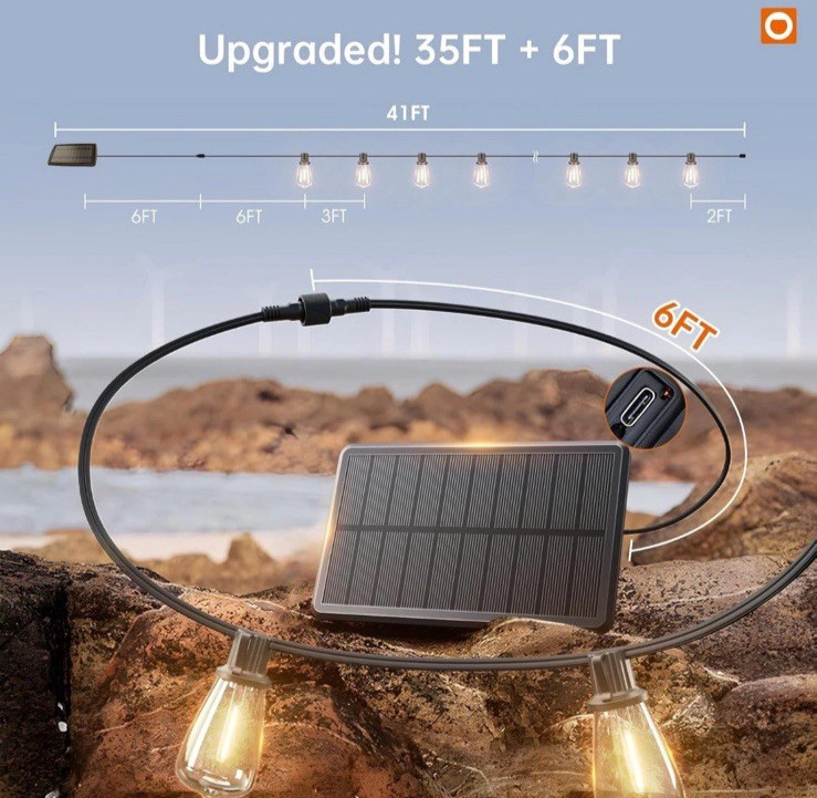 addlon 35FT Solar String Lights Outdoor, IP54 Waterproof Solar Powered with Remo gallery