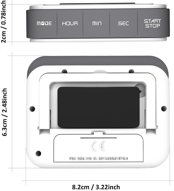 Digital Kitchen Timer 12/24 Hours Alarm Clock with Magnetic Back and Retractable gallery
