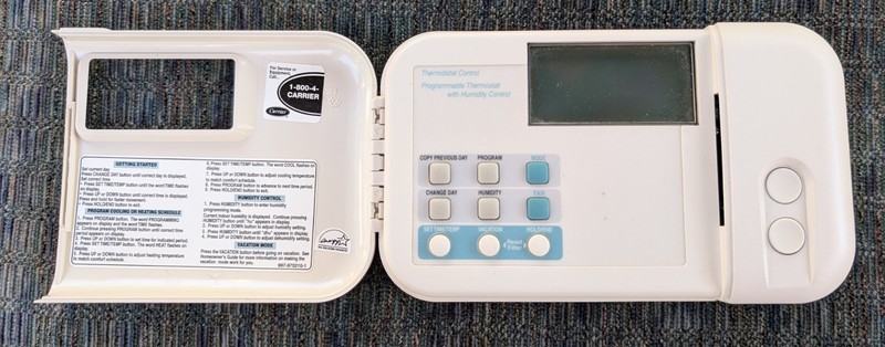 Carrier TSTATCCPRH01-B 7 Day Programmable Thermostat Thermidistat Control gallery