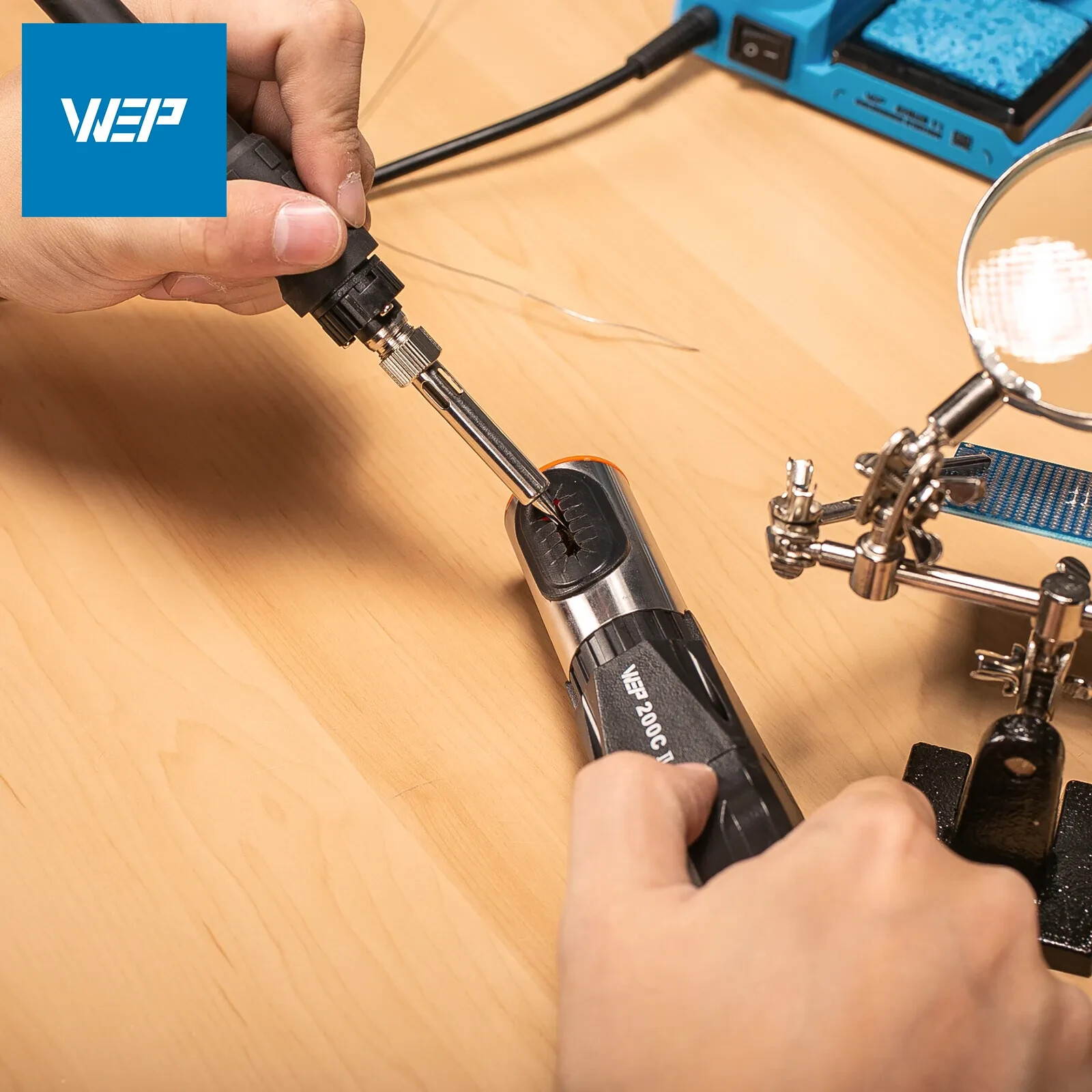 WEP 200C II Battery-Powered Electric Soldering Tip Cleaner Brush Motor gallery