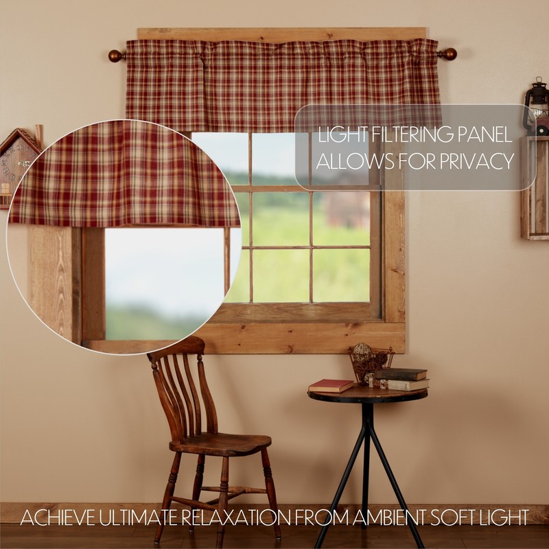 Rustic 16"x60" Plaid Valance Red Thanksgiving Kitchen Window Curtains VHC Brands gallery