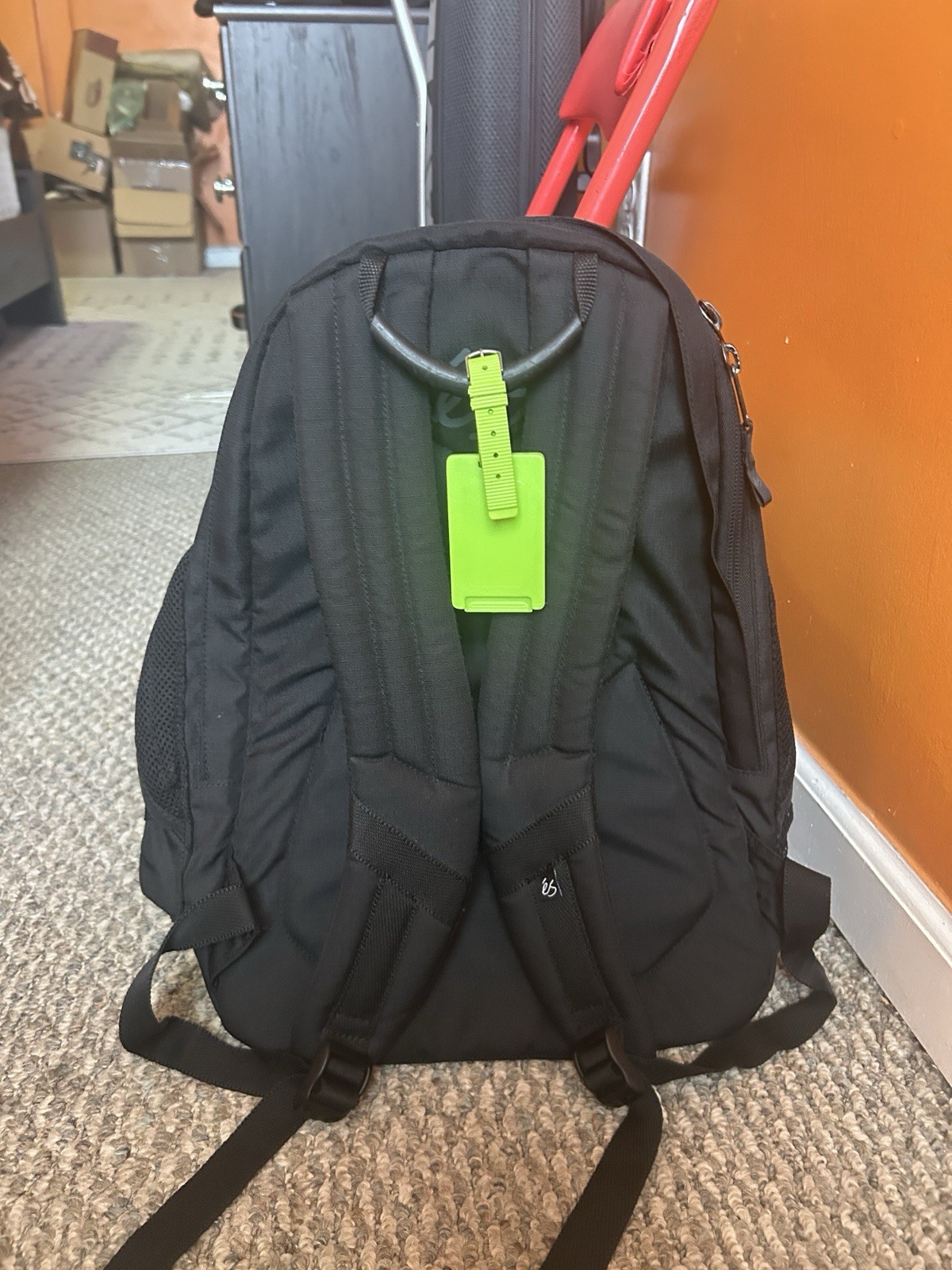 Black Nylon Hiking Backpack, Adjustable Straps, Mesh & Zipper Pockets 3
