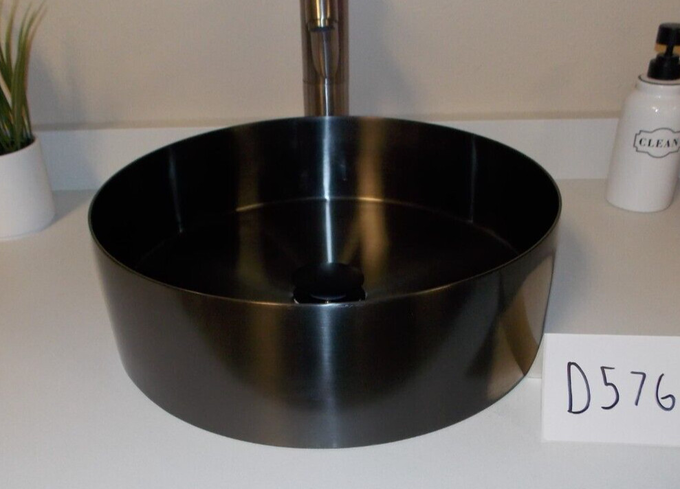 Eden Bath Round Stainless Steel Vessel Sink in Black (EB_SS001BK, D576) gallery