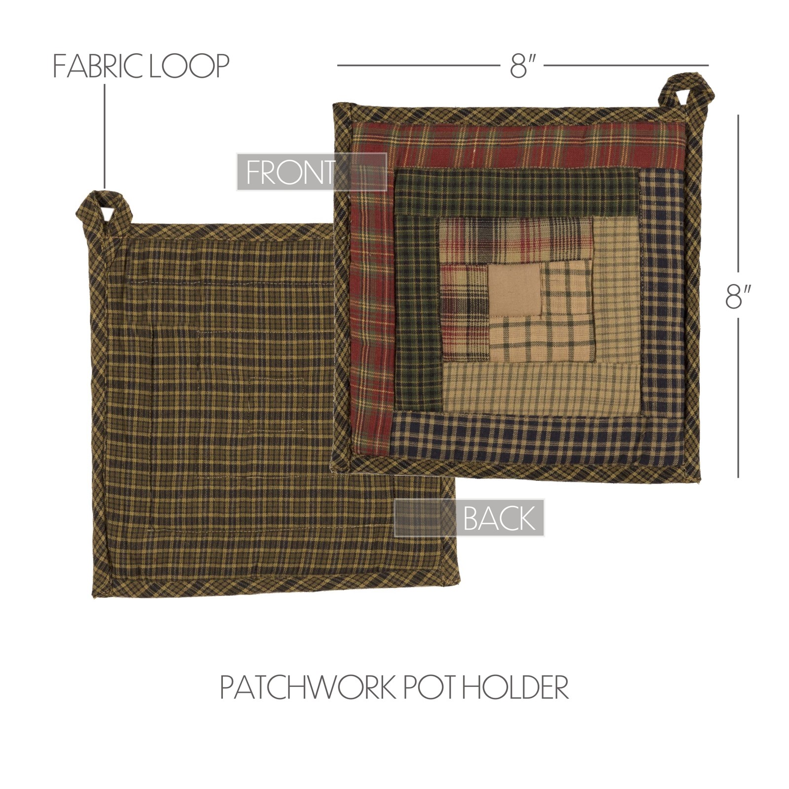 Pot Holder Tea Cabin Rustic 8x8 Quilted Patchwork Kitchen Table Decor VHC Brands gallery