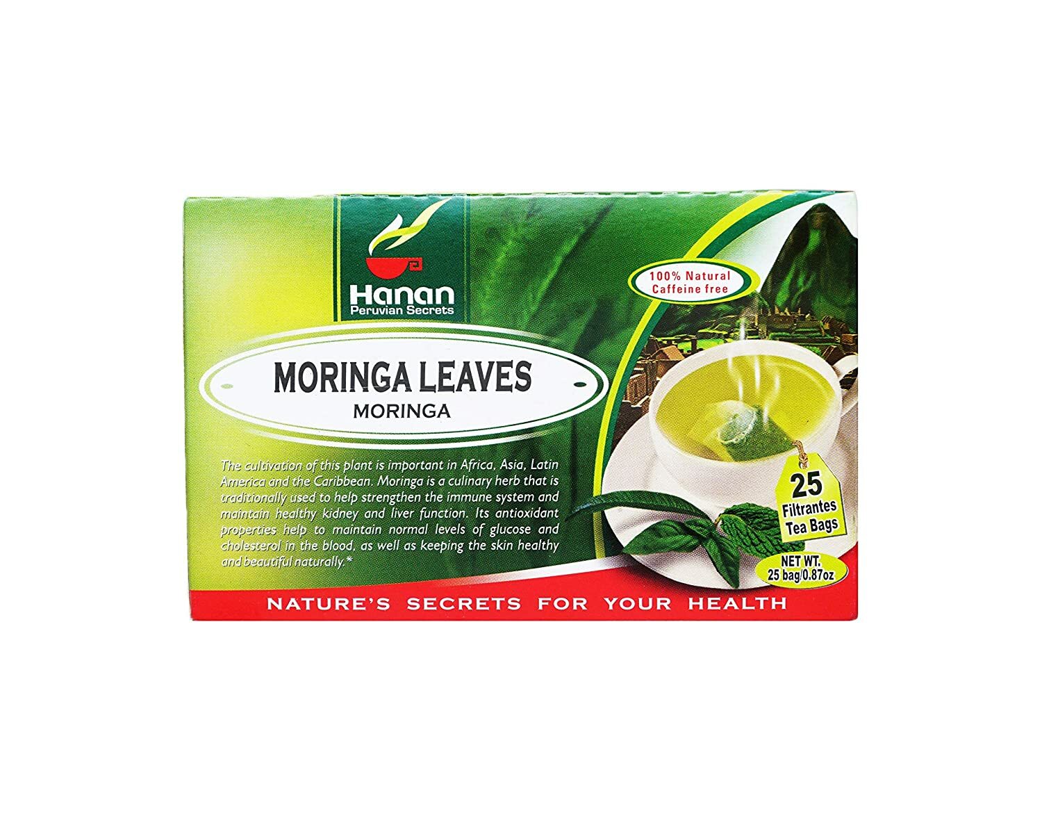 Hanan Peruvian Secrets Moringa Herbal Tea | 100% Natural Moringa Leaves | 25 Tea gallery